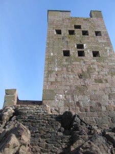 Stairs up to Seymour tower. Grouville bay. jersey