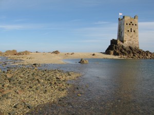Seymour Tower. Grouville bay jersey. Moonwalks on the seabed
