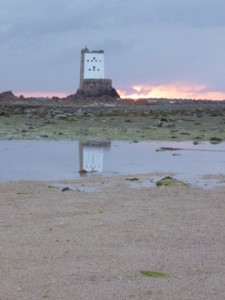 Seymour tower guided walks in Jersey at sunset