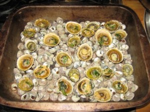 Limpets being cooked