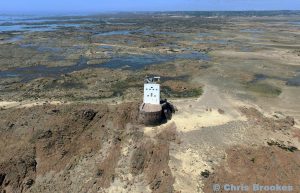 Seymour Tower and the inter-tidal zone from the air